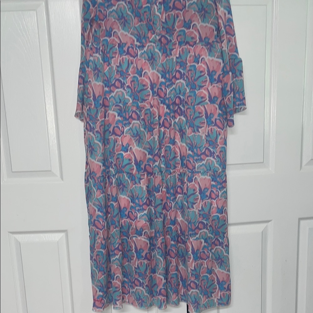 Floral Pink and Blue Maxi Dress - Picture 8 of 8